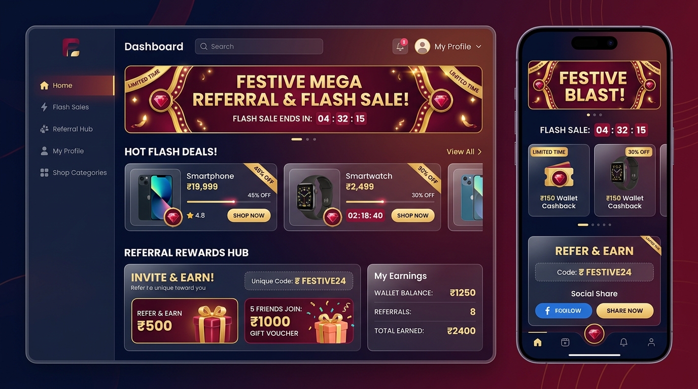 Bharatrix Referral Hub and Hot Flash Sale Interface